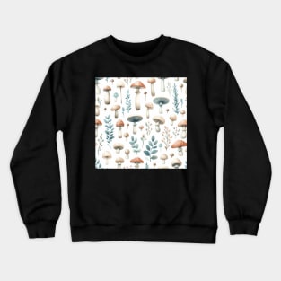 Neutral Vintage Mushroom and Leaves Pattern Crewneck Sweatshirt